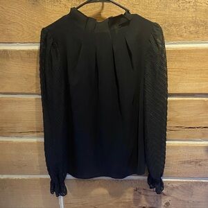 SHEIN Black Textured Sleeve Blouse